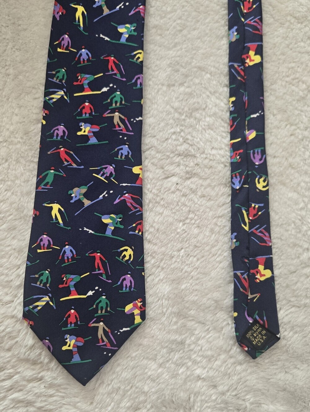 Allyn Neckwear "Downhill" Alpine Ski 100% Silk Tie, Made in USA - Picture 3 of 5